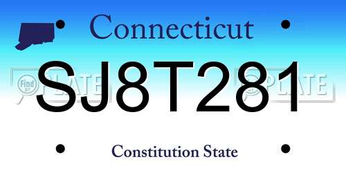 SJ8T281 Connecticut License Plate