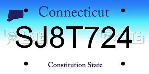 SJ8T724 Connecticut License Plate