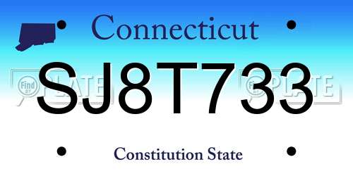 SJ8T733 Connecticut License Plate