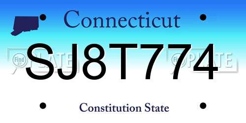 SJ8T774 Connecticut License Plate