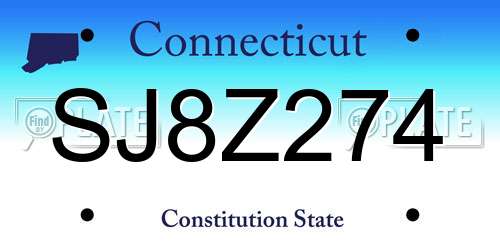 SJ8Z274 Connecticut License Plate