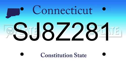 SJ8Z281 Connecticut License Plate