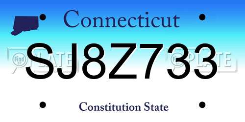 SJ8Z733 Connecticut License Plate