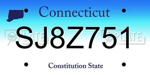 SJ8Z751 Connecticut License Plate