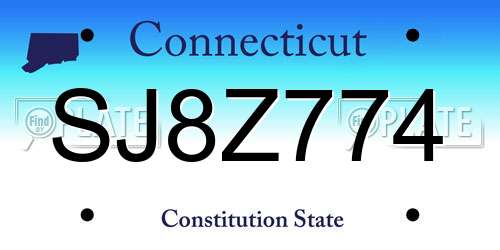SJ8Z774 Connecticut License Plate