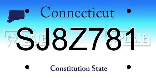 SJ8Z781 Connecticut License Plate