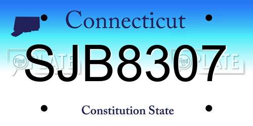 SJB8307 Connecticut License Plate