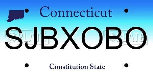 SJBXOBO Connecticut License Plate