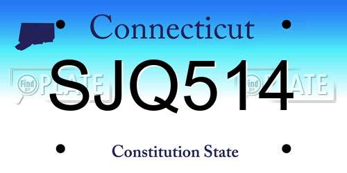 SJQ514 Connecticut License Plate
