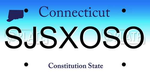 SJSXOSO Connecticut License Plate