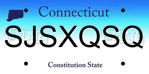 SJSXQSQ Connecticut License Plate