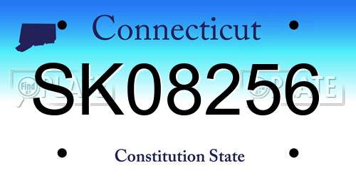 SK08256 Connecticut License Plate