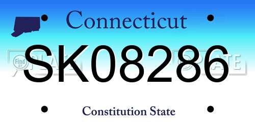 SK08286 Connecticut License Plate