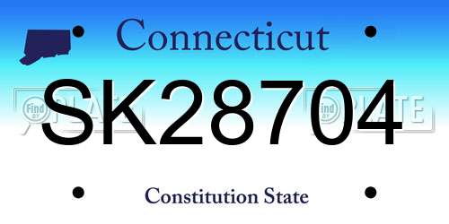 SK28704 Connecticut License Plate