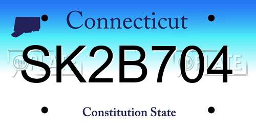 SK2B704 Connecticut License Plate