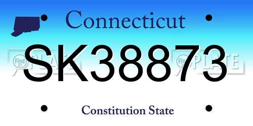 SK38873 Connecticut License Plate