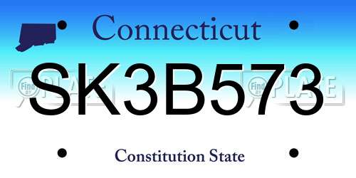 SK3B573 Connecticut License Plate
