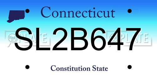 SL2B647 Connecticut License Plate