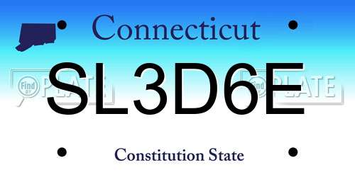 SL3D6E Connecticut License Plate