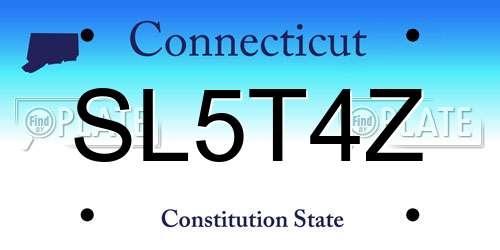 SL5T4Z Connecticut License Plate