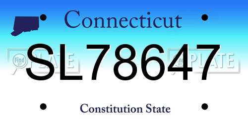 SL78647 Connecticut License Plate
