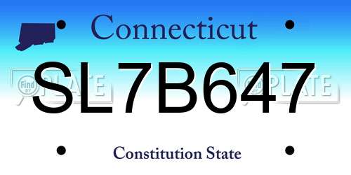 SL7B647 Connecticut License Plate