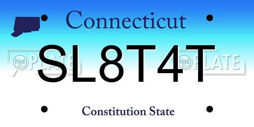 SL8T4T Connecticut License Plate