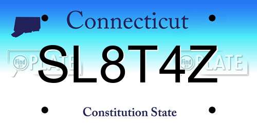 SL8T4Z Connecticut License Plate