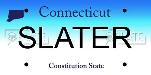 SLATER Connecticut License Plate