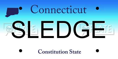 SLEDGE Connecticut License Plate