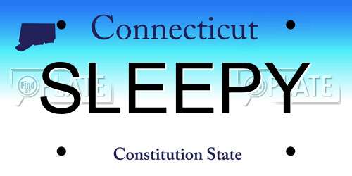 SLEEPY Connecticut License Plate