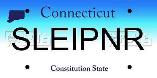 SLEIPNR Connecticut License Plate