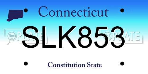 SLK853 Connecticut License Plate