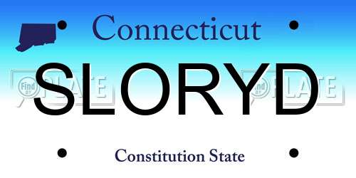 SLORYD Connecticut License Plate