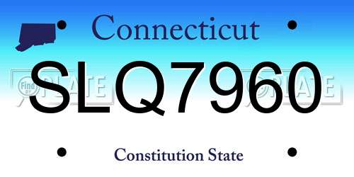 SLQ7960 Connecticut License Plate