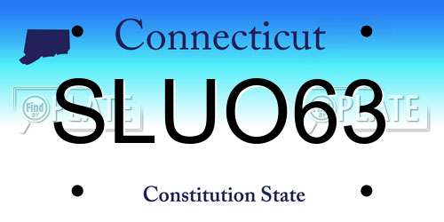 SLUO63 Connecticut License Plate