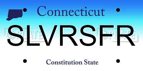 SLVRSFR Connecticut License Plate