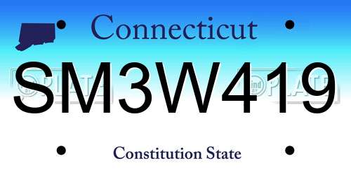 SM3W419 Connecticut License Plate