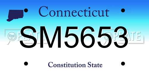 SM5653 Connecticut License Plate