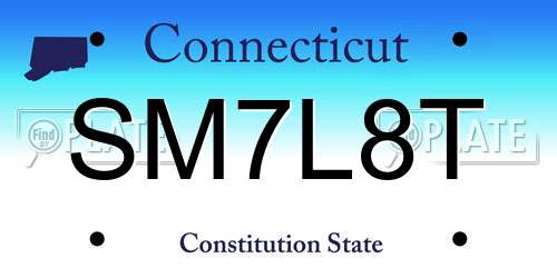SM7L8T Connecticut License Plate