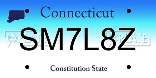 SM7L8Z Connecticut License Plate