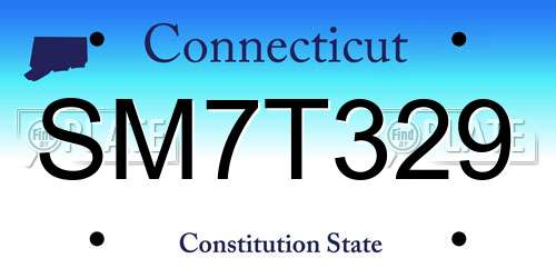 SM7T329 Connecticut License Plate