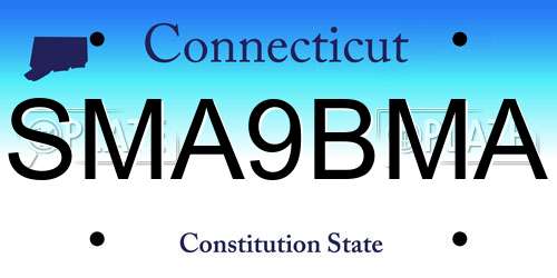 SMA9BMA Connecticut License Plate