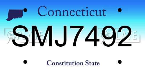 SMJ7492 Connecticut License Plate