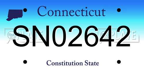 SN02642 Connecticut License Plate