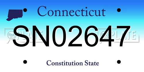 SN02647 Connecticut License Plate