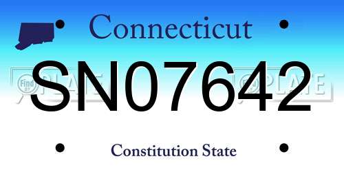 SN07642 Connecticut License Plate