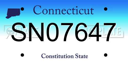 SN07647 Connecticut License Plate