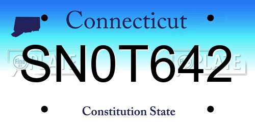SN0T642 Connecticut License Plate