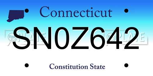 SN0Z642 Connecticut License Plate